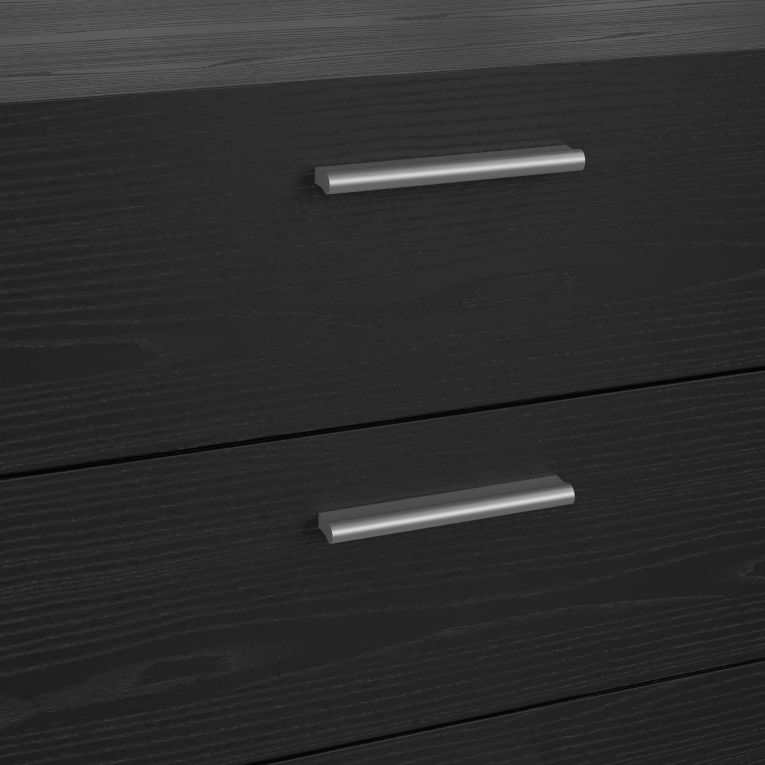 Credenza Nero Effetto Legno 8 Cassetti Apertura Scorrevole 140x40x82h cm, Chiusura Scorrevole - Phethai