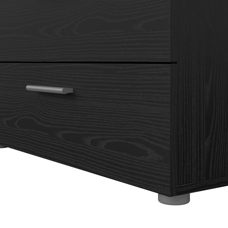 Credenza Nero Effetto Legno 8 Cassetti Apertura Scorrevole 140x40x82h cm, Chiusura Scorrevole - Phethai