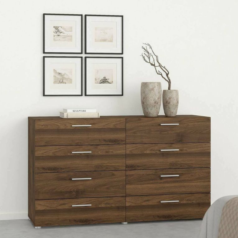 Credenza noce 140x40x81h cm 8 cassetti - Phethai