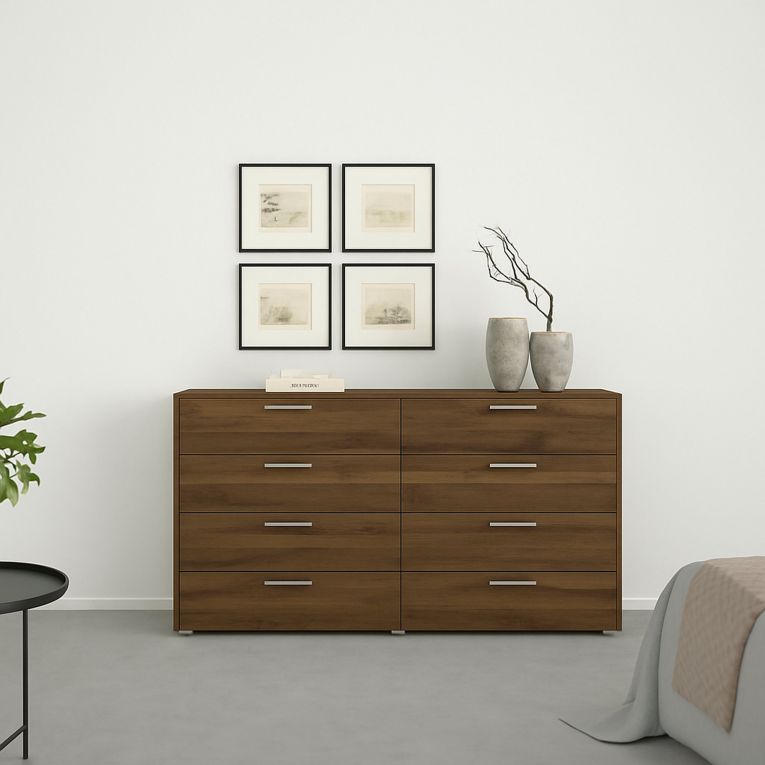 Credenza noce 140x40x81h cm 8 cassetti - Urduja