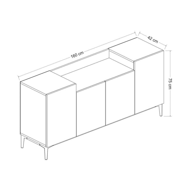 Credenza noce 160x42x75h cm 4 ante - Picea