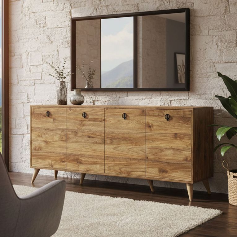 Credenza noce 180x45x80h cm 4 ante - Ernie