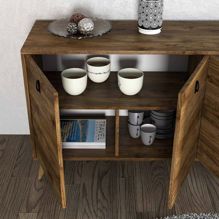 Credenza noce 180x45x80h cm 4 ante - Ernie