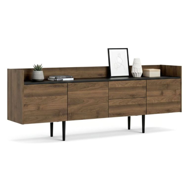 Credenza noce 195x40x73h cm 3 ante e 2 cassetti - Zungoli