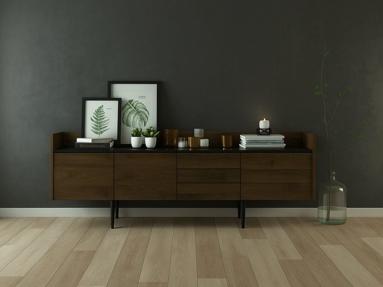 Credenza noce 195x40x73h cm 3 ante e 2 cassetti - Zungoli