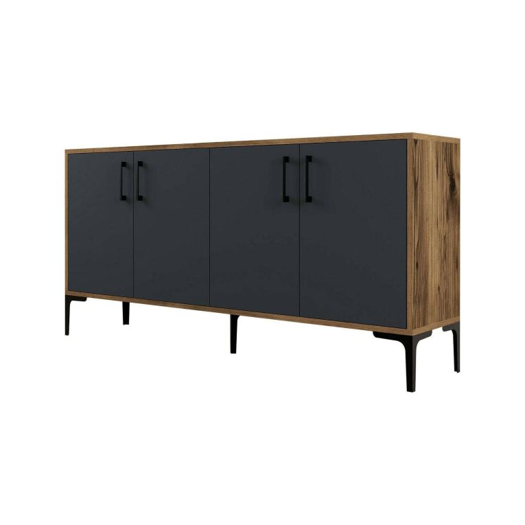 Credenza noce e antracite 160x35x78h cm 4 ante - Soraya