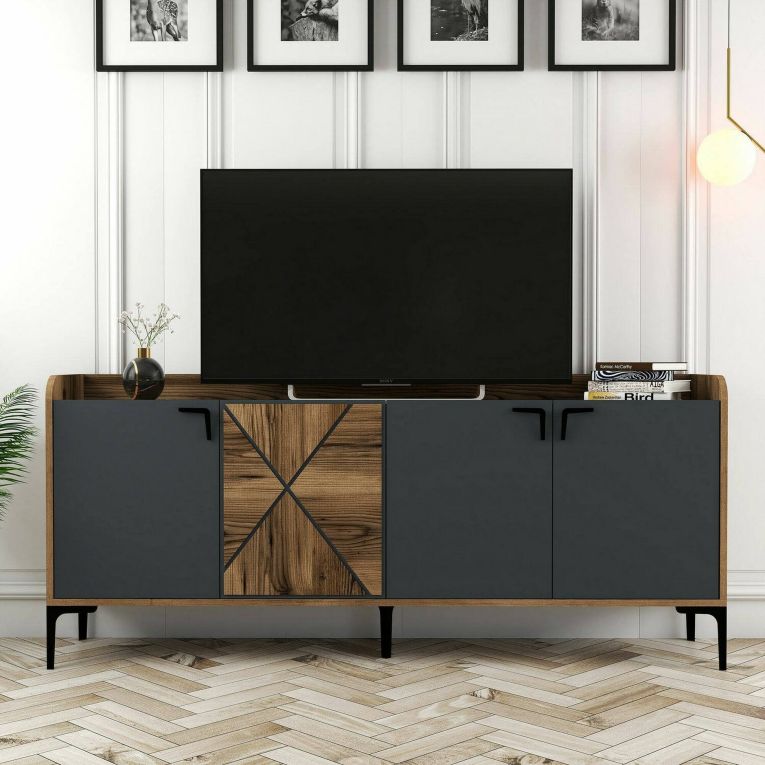 Credenza noce e antracite 180x35x78h cm 3 ante - Also