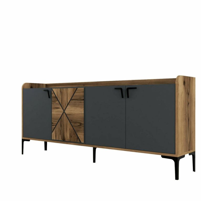 Credenza noce e antracite 180x35x78h cm 3 ante - Also