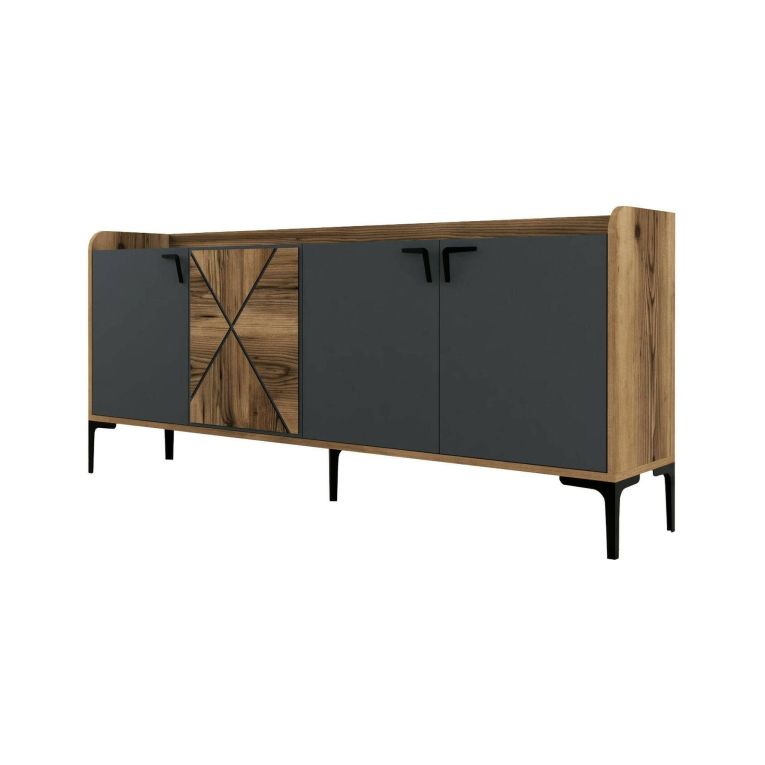Credenza noce e antracite 180x35x78h cm 3 ante - Also