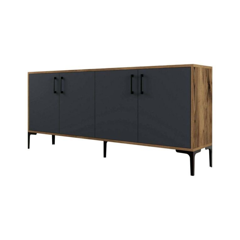 Credenza noce e antracite 180x35x78h cm 4 ante - Agape