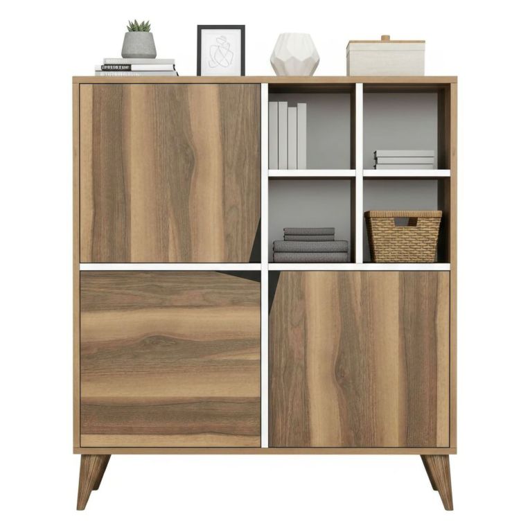 Credenza noce e bianca 100x30x115h cm 2 ante - Barasso
