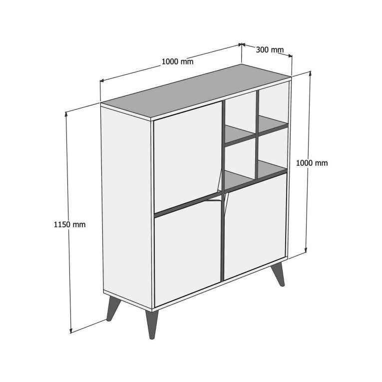 Credenza noce e bianca 100x30x115h cm 2 ante - Barasso