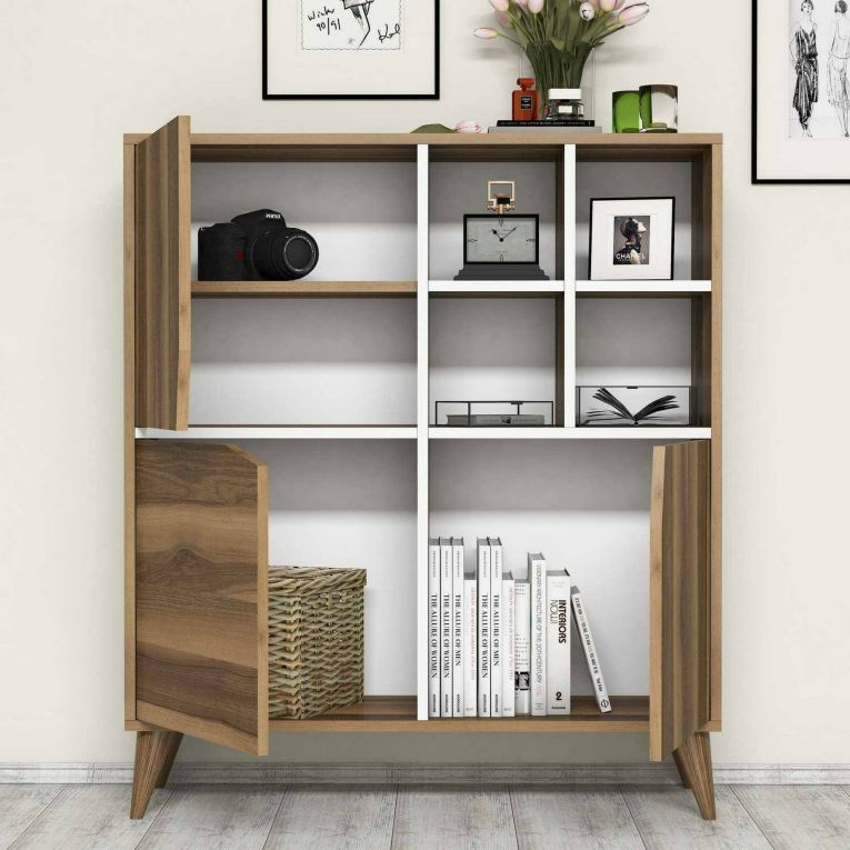 Credenza noce e bianca 100x30x115h cm 2 ante - Barasso