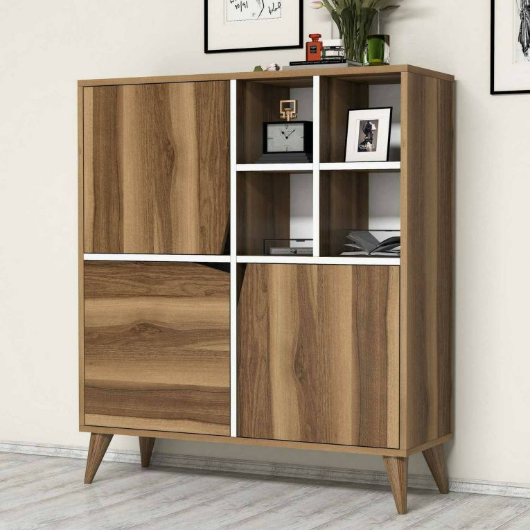 Credenza noce e bianca 100x30x115h cm 2 ante - Barasso