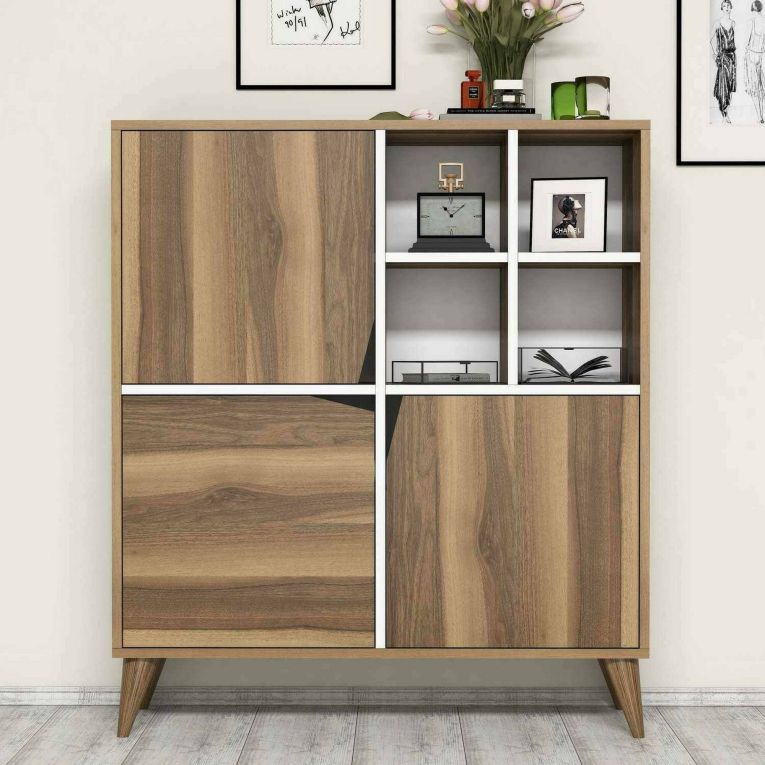 Credenza noce e bianca 100x30x115h cm 2 ante - Barasso