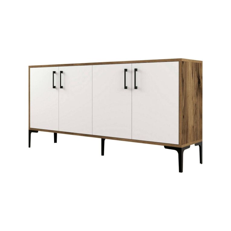 Credenza noce e bianca 160x35x78h cm 4 ante - Soraya