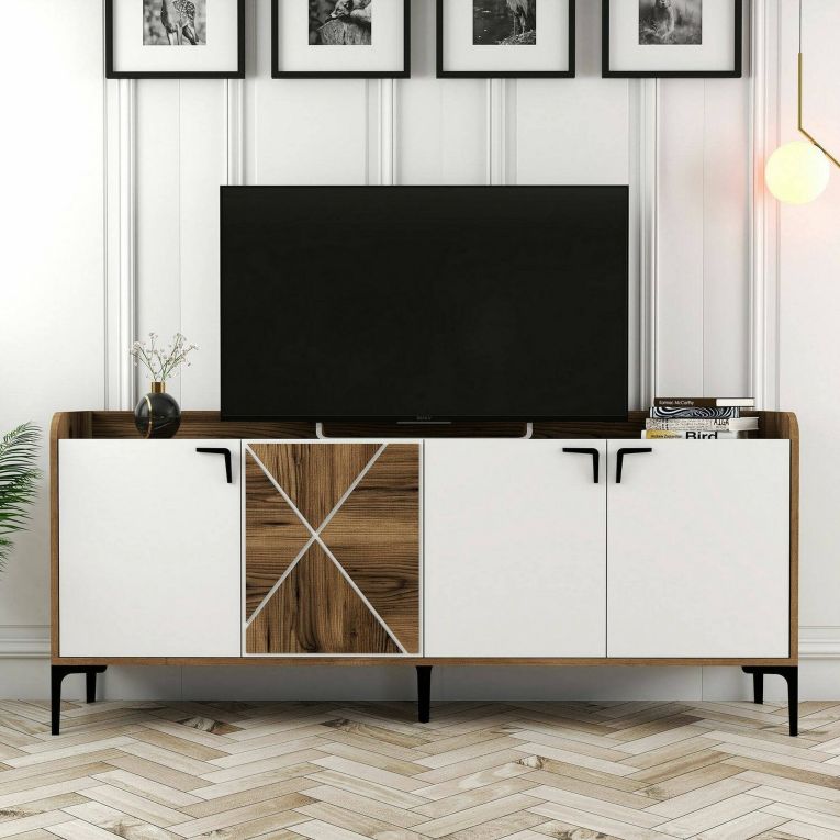 Credenza noce e bianca 180x35x78h cm 3 ante - Also