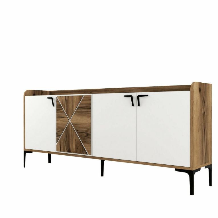 Credenza noce e bianca 180x35x78h cm 3 ante - Also