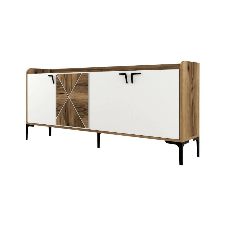 Credenza noce e bianca 180x35x78h cm 3 ante - Also