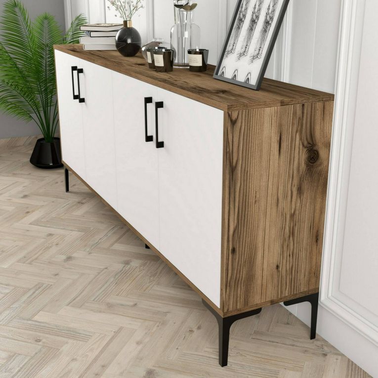 Credenza noce e bianca 180x35x78h cm 4 ante - Agape