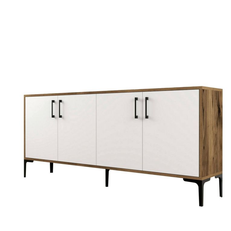Credenza noce e bianca 180x35x78h cm 4 ante - Agape
