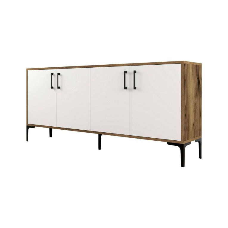 Credenza noce e bianca 180x35x78h cm 4 ante - Agape