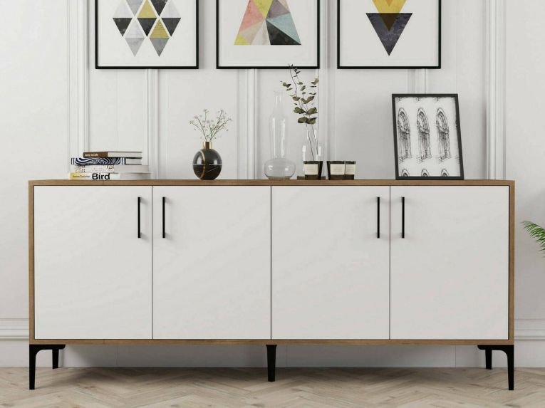 Credenza noce e bianca 180x35x78h cm 4 ante - Agape