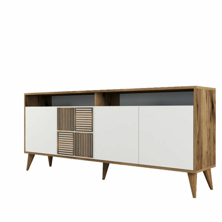 Credenza noce e bianca 180x35x78h cm 4 ante - Jole
