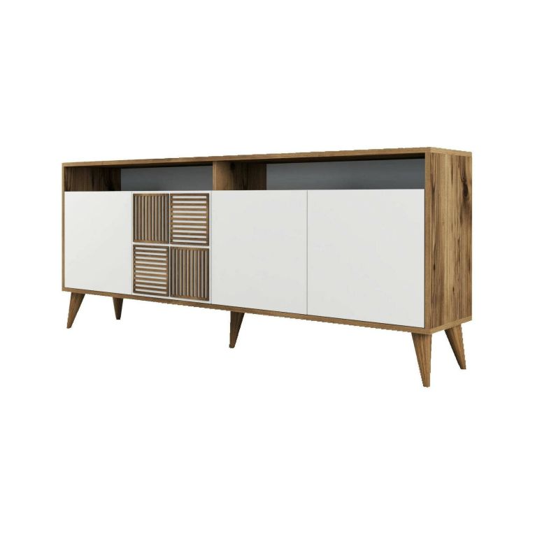 Credenza noce e bianca 180x35x78h cm 4 ante - Jole