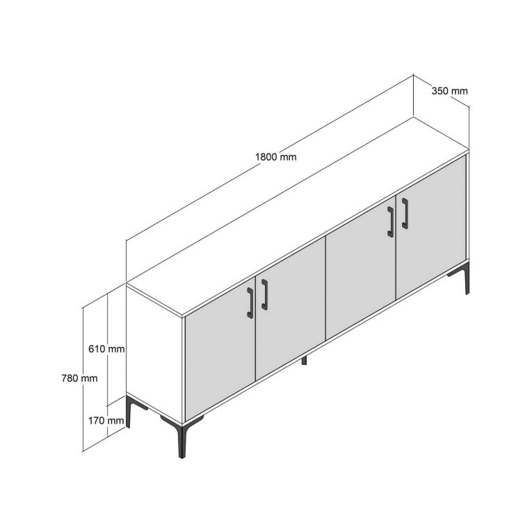 Credenza noce e bianca marmo 180x35x78h cm 4 ante - Agape