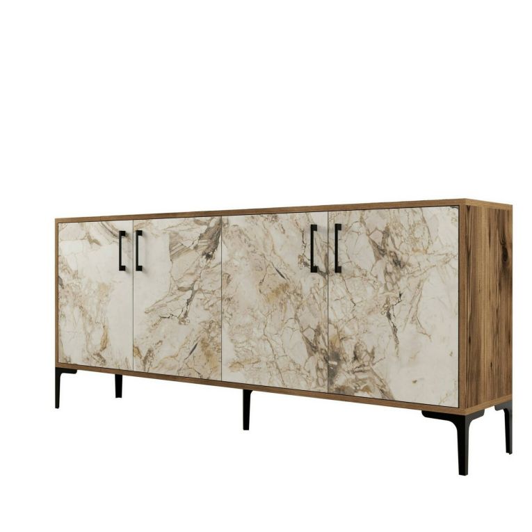 Credenza noce e bianca marmo 180x35x78h cm 4 ante - Agape