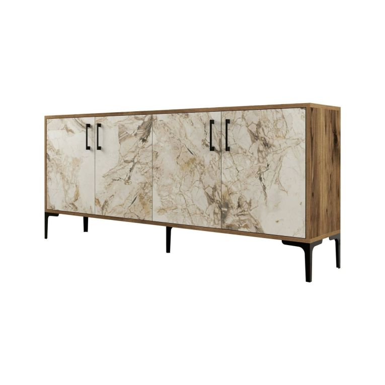 Credenza noce e bianca marmo 180x35x78h cm 4 ante - Agape