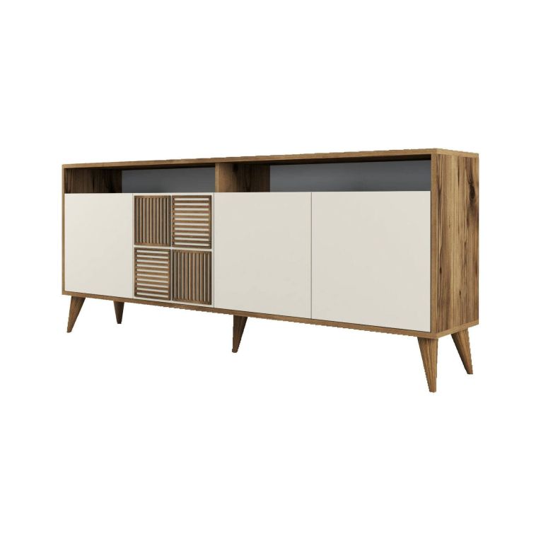 Credenza noce e crema 180x35x78h cm 4 ante - Benjamin