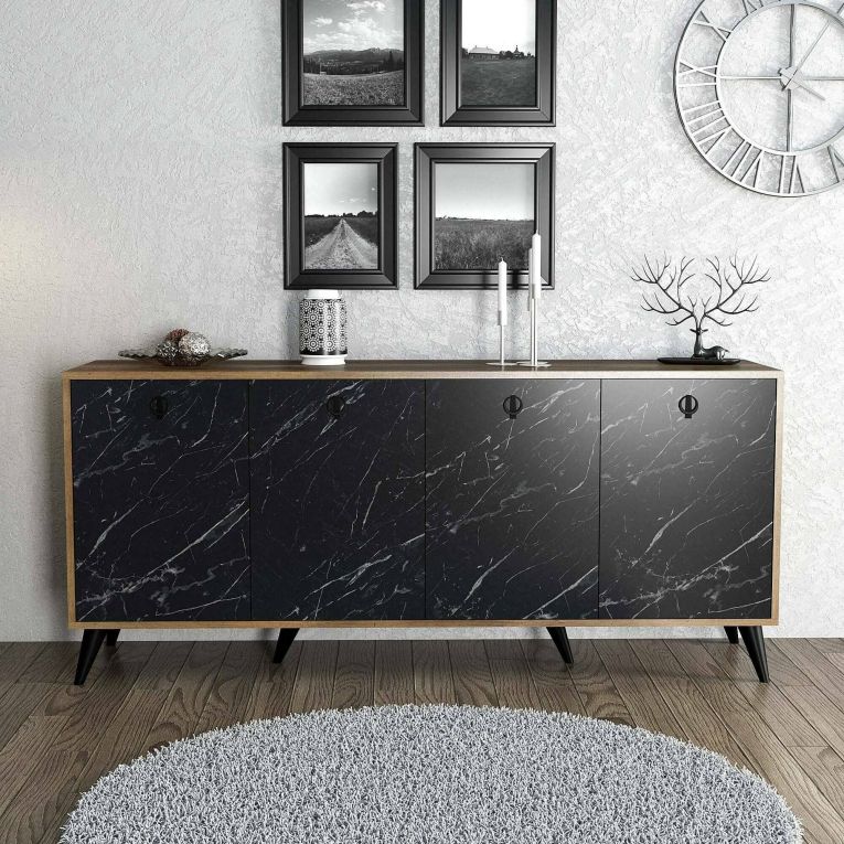 Credenza noce e grigia 180x45x80h cm 4 ante - Ernie
