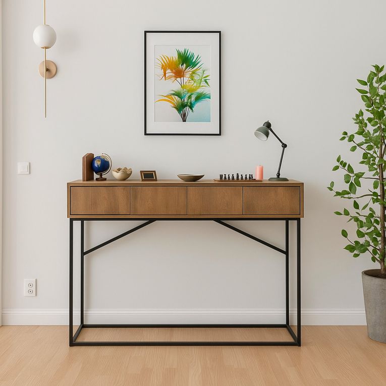 Credenza noce e nera 120x36x90h cm 3 cassetti - Avetrana