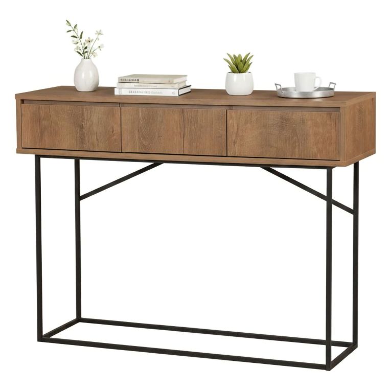 Credenza noce e nera 120x36x90h cm 3 cassetti - Avetrana
