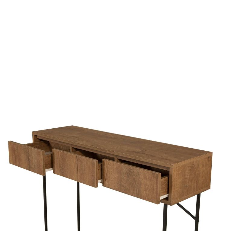 Credenza noce e nera 120x36x90h cm 3 cassetti - Avetrana