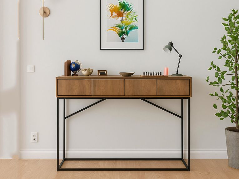 Credenza noce e nera 120x36x90h cm 3 cassetti - Avetrana