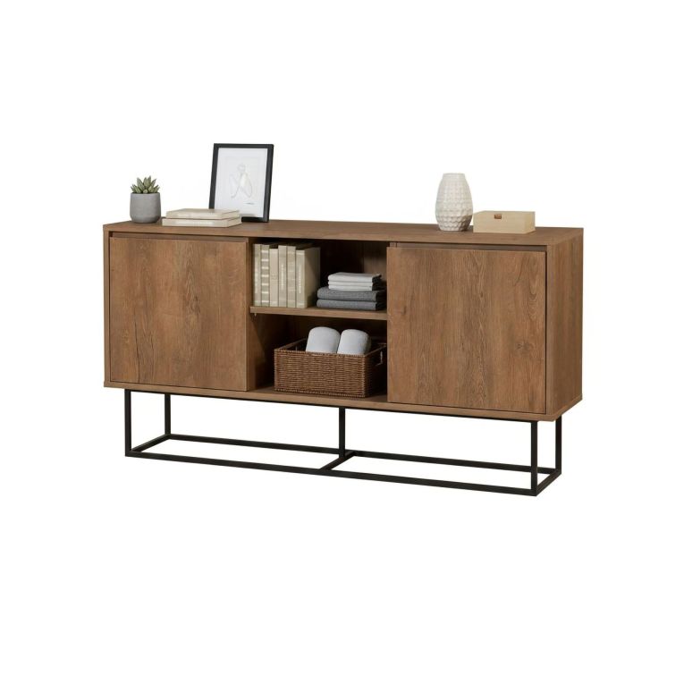 Credenza noce e nera 140x36x72h cm 3 ante - Levante