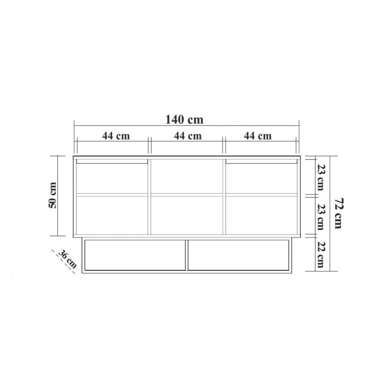 Credenza noce e nera 140x36x72h cm 3 ante - Levante