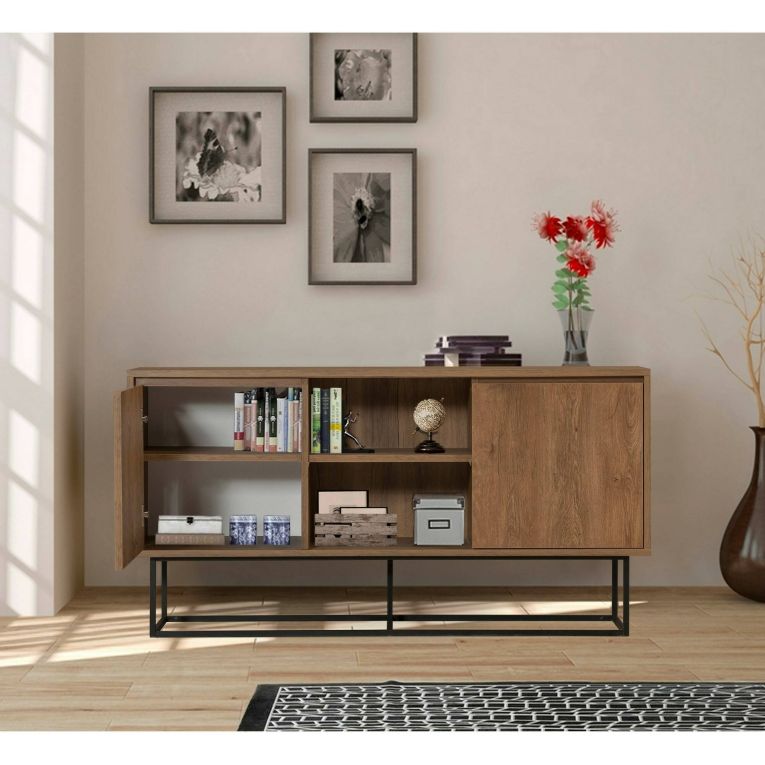 Credenza noce e nera 140x36x72h cm 3 ante - Levante