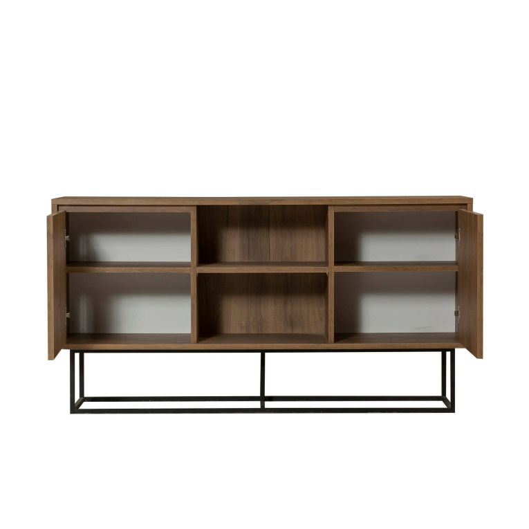 Credenza noce e nera 140x36x72h cm 3 ante - Levante