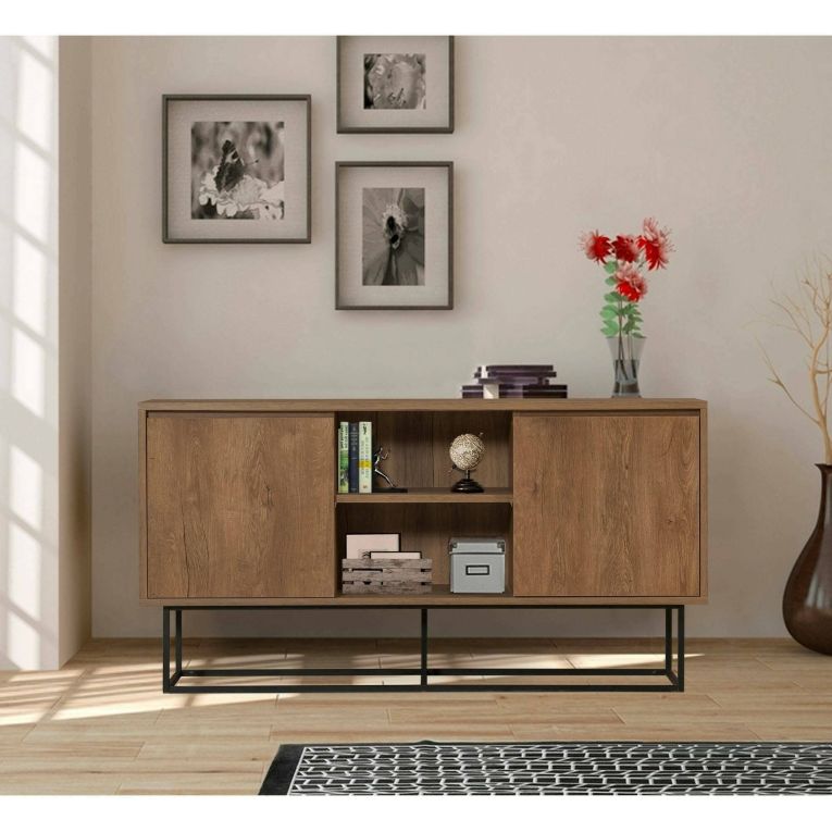 Credenza noce e nera 140x36x72h cm 3 ante - Levante