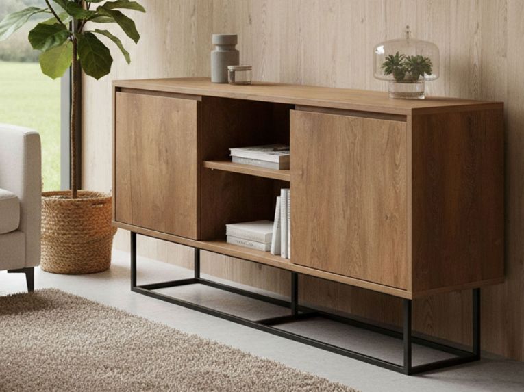 Credenza noce e nera 140x36x72h cm 3 ante - Levante