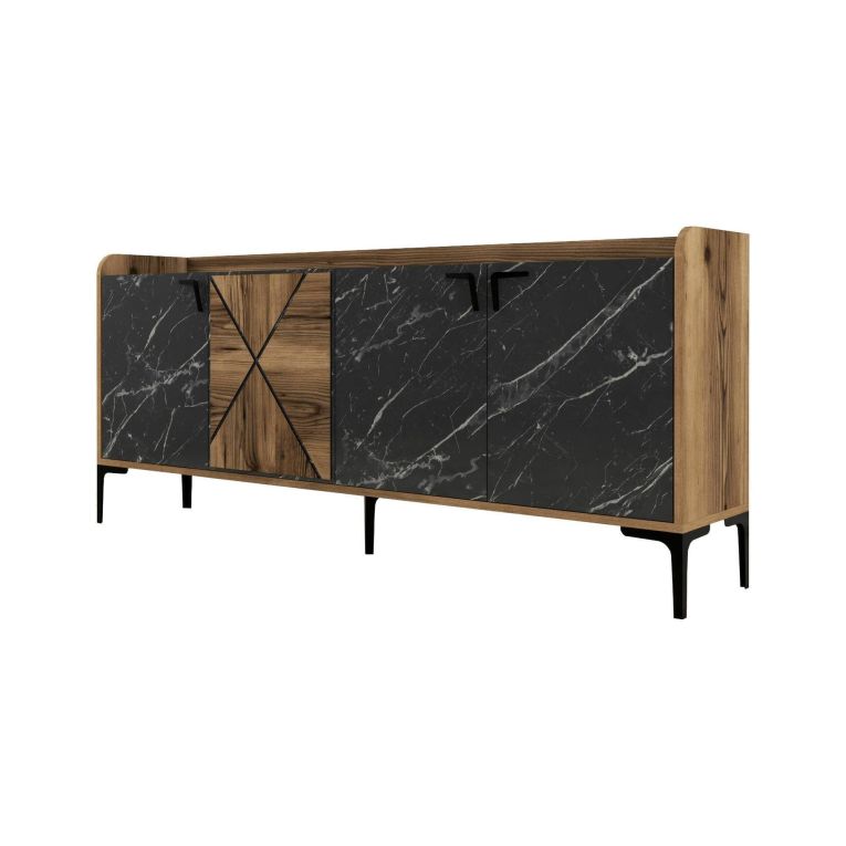 Credenza noce e nera 180x35x78h cm 3 ante - Fay