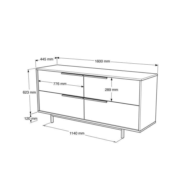 Credenza noce e quercia 160x44x74h cm 2 ante - Anterivo