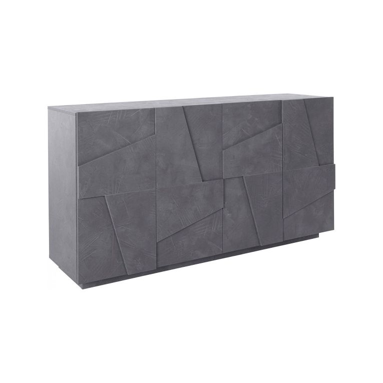 Credenza Noel, Madia da cucina a 4 ante, Buffet da soggiorno, 100% Made in Italy, cm 162x44h86, Ardesia