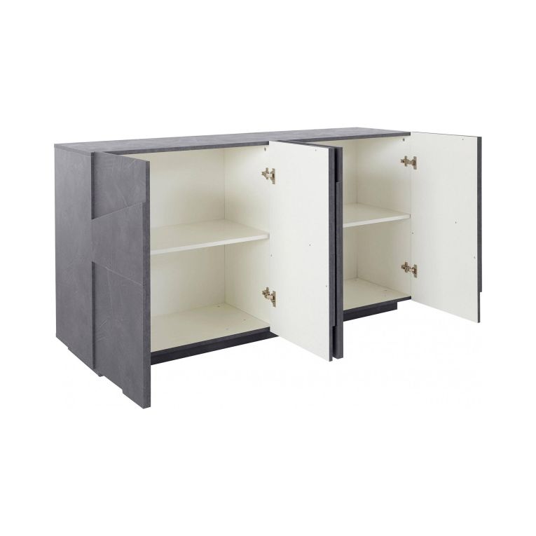 Credenza Noel, Madia da cucina a 4 ante, Buffet da soggiorno, 100% Made in Italy, cm 162x44h86, Ardesia