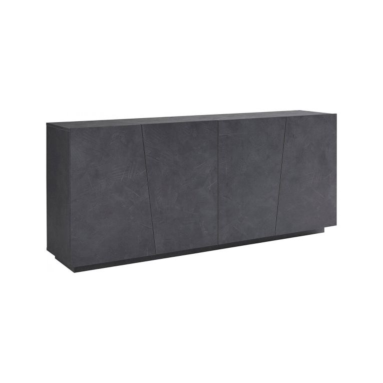 Credenza Oscar, Madia da cucina a 4 ante, Buffet da soggiorno, 100% Made in Italy, cm 200x43h86, Ardesia