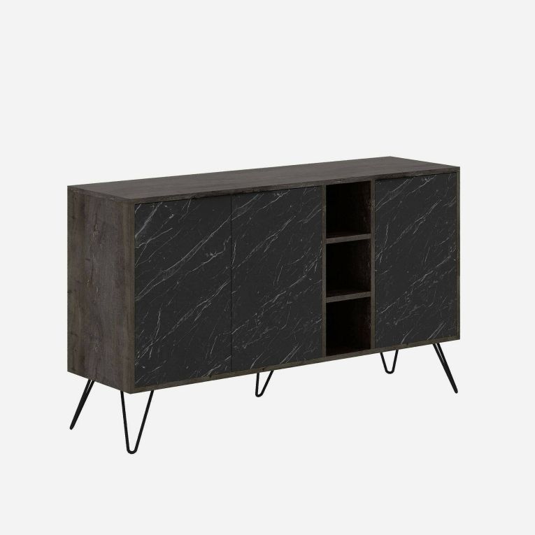 Credenza ossido e nera marmo 142x35x83h cm 3 ante - Alin